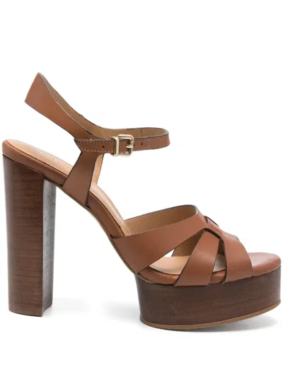 Pedro Miralles 120mm Leather Heeled Sandals In Brown