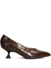 Pedro Miralles 60mm Slatina Croc-effect Heel Pumps In Brown
