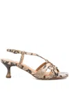 Pedro Miralles 60mm Snakeskin-effect Crisscross Sandals In Neutral