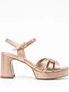 Pedro Miralles 80mm Crossover Platform Sandals In Gold