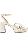 Pedro Miralles 80mm Crossover Platform Sandals In Gold