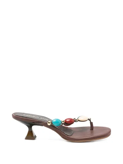 Pedro Miralles Bead-embellished Thong Sandals In Black