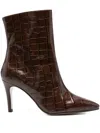 Pedro Miralles Crocodile-effect Pointed-toe Boots In Brown
