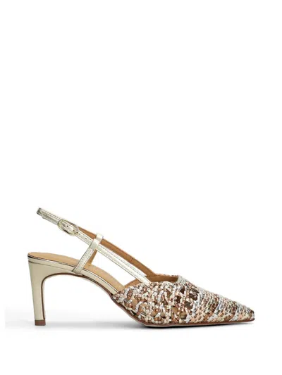 Pedro Miralles Mantua Metallic Woven Slingback Heeled Pumps In Multi