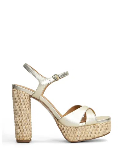 Pedro Miralles Metallic-effect Raffia-platform Sandals In Silver