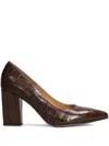 Pedro Miralles Pointed Block-heel Pumps In Brown