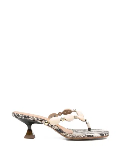 Pedro Miralles Snake-effect Bead-embellished Sandals In Multi