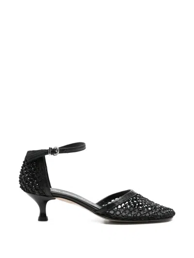Pedro Miralles Viana Crystal-embellished Mesh Pumps In Black