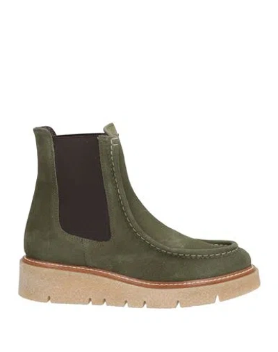 Pedro Miralles Weekend Woman Ankle Boots Military Green Size 8 Leather