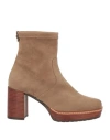 Pedro Miralles Woman Ankle Boots Khaki Size 7 Textile Fibers In Beige