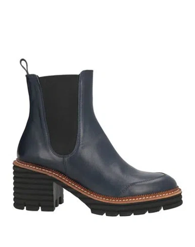 Pedro Miralles Woman Ankle Boots Midnight Blue Size 7 Leather