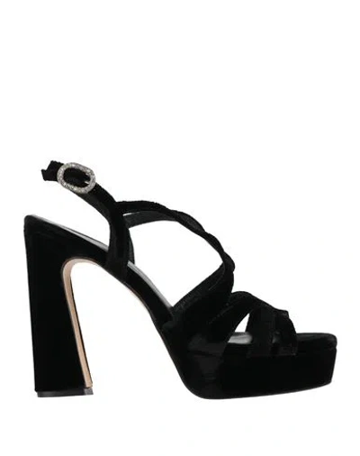Pedro Miralles Woman Sandals Black Size 11 Textile Fibers