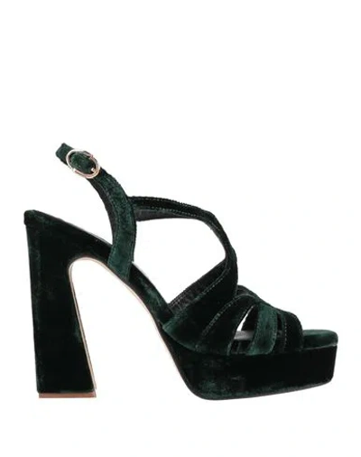 Pedro Miralles Woman Sandals Green Size 9 Textile Fibers