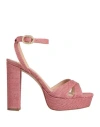 Pedro Miralles Woman Sandals Antique Rose Size 7 Textile Fibers, Natural Raffia In Pink