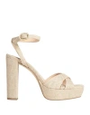 Pedro Miralles Woman Sandals Sand Size 9 Textile Fibers, Natural Raffia In Beige