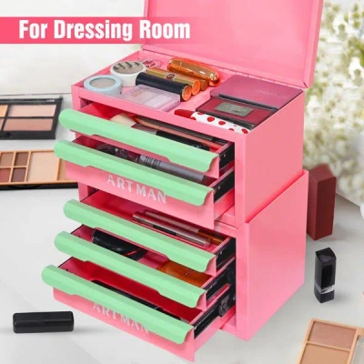 Peecaan Drawer-style Desktop Storage Box, Office Workstation Organizing Magic Tool, Desk Stationery Storage  In Pink