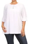 Peek-a-boom Women's Ruffle Top In White In White