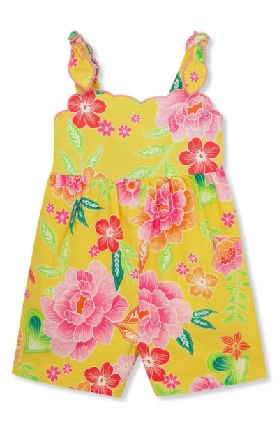 Peek Aren't You Curious Kids' Dotty Floral Sleeveless Romper In Yellow Multi Print