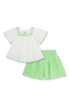 Peek Aren't You Curious Kids' Embroidered Gauze Lace Top & Shorts Set In Off-white