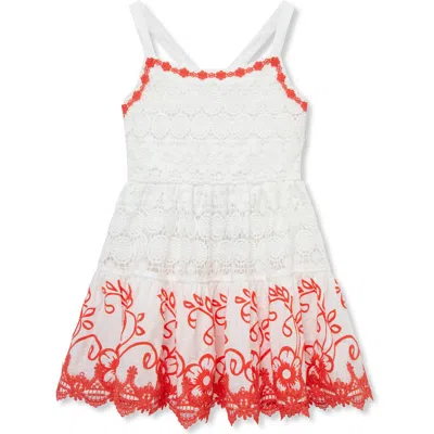 Peek Aren't You Curious Kids' Embroidered Lace Accent Dress In White