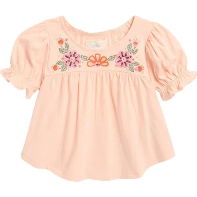 Peek Aren't You Curious Kids' Embroidered Puff Sleeve Top