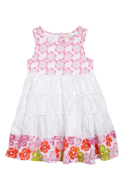 Peek Aren't You Curious Kids' Floral Metallic Tiered Dress In Print