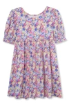 Peek Aren't You Curious Kids' Floral Print Knit Dress In Purple Flower Print