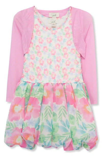 Peek Aren't You Curious Kids' Floral Print Mesh Dress & Shrug Set