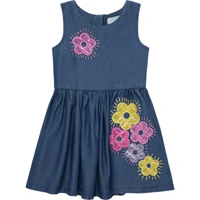 Peek Aren't You Curious Kids' Groovy Flowers Sleeveless Dress In Med Stone