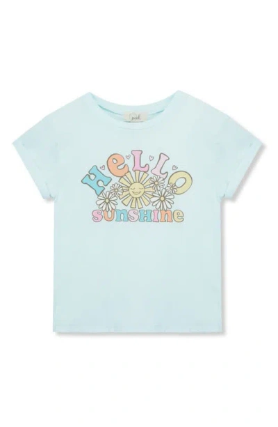 Peek Aren't You Curious Kids' Hello Sunshine Cotton Graphic T-shirt In Light Blue