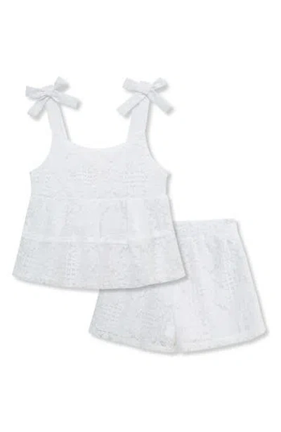 Peek Aren't You Curious Kids' Lace Tank & Shorts Set In White