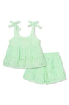Peek Aren't You Curious Kids' Lace Tunic Tank & Shorts Set In Green