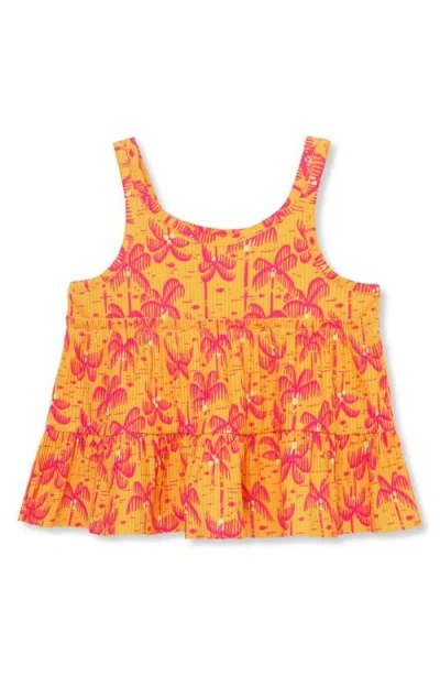 Peek Aren't You Curious Kids' Palm Tree Tiered Tank Top In Orange