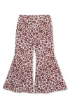Peek Aren't You Curious Kids' Rib Knit Flare Pants In Animal Print