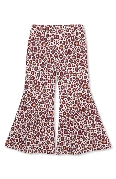 Peek Aren't You Curious Kids' Rib Knit Flare Pants In Animal Print
