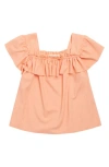 Peek Aren't You Curious Kids' Ruffle Front Babydoll Top In Pale Orange