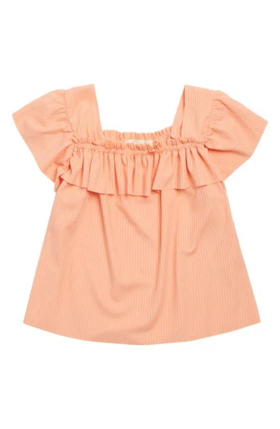 Peek Aren't You Curious Kids' Ruffle Front Babydoll Top In Pale Orange