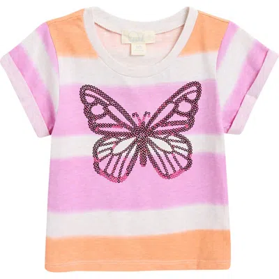 Peek Aren't You Curious Kids' Sequin Butterfly Ombré Stripe T-shirt