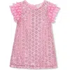 Peek Aren't You Curious Kids' Sequin Ruffle Sleeve Shift Dress In Light Pink