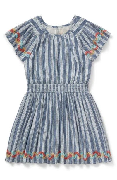 Peek Aren't You Curious Kids' Stripe Embroidered Cotton Dress In Multi