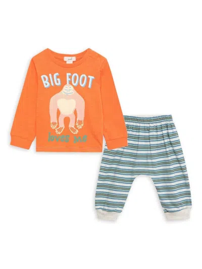 Peek Baby Boy's 2-piece Big Foot Tee & Pants Set In Orange