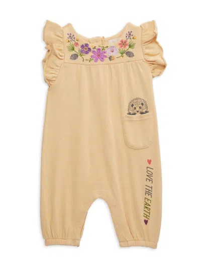 Peek Baby Girl's Floral Embroidered Coverall In Multi
