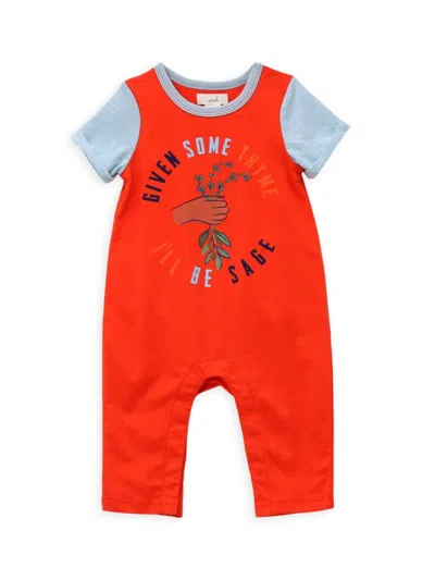 Peek Baby's Thyme Sage Coveralls In Red