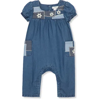 Peek Essentials Babies'  Appliquéd Denim Romper In Indigo