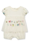 Peek Essentials Embroidered Cotton Skirted Romper In Off-white