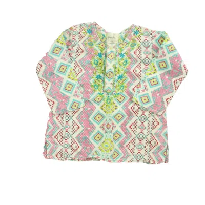 Peek Kids' Girls Ivory Pink Blue Blouse In Multi