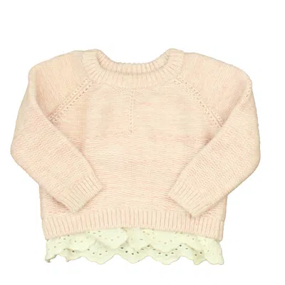 Pre-owned Peek Kids' Girls Pink White Sweater Size: 6-12 Month