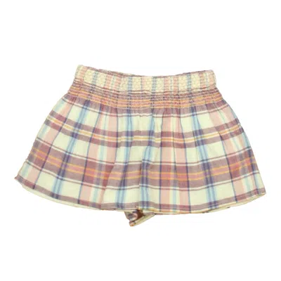 Pre-owned Peek Kids' Girls White Purple Plaid Skirt