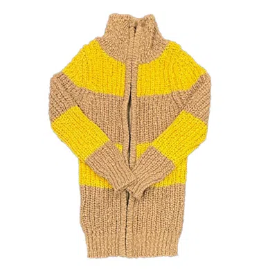 Peek Kids' Girls Yellow Stripe Cardigan In Brown