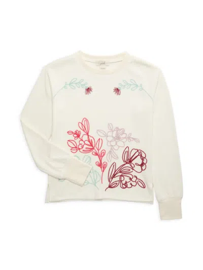 Peek Kids' Little Girl's & Girl's Embroidered Sweatshirt In Off White